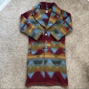 Double D Ranch long Aztec cardigan sweater coat jacket VGUC M RTL $895